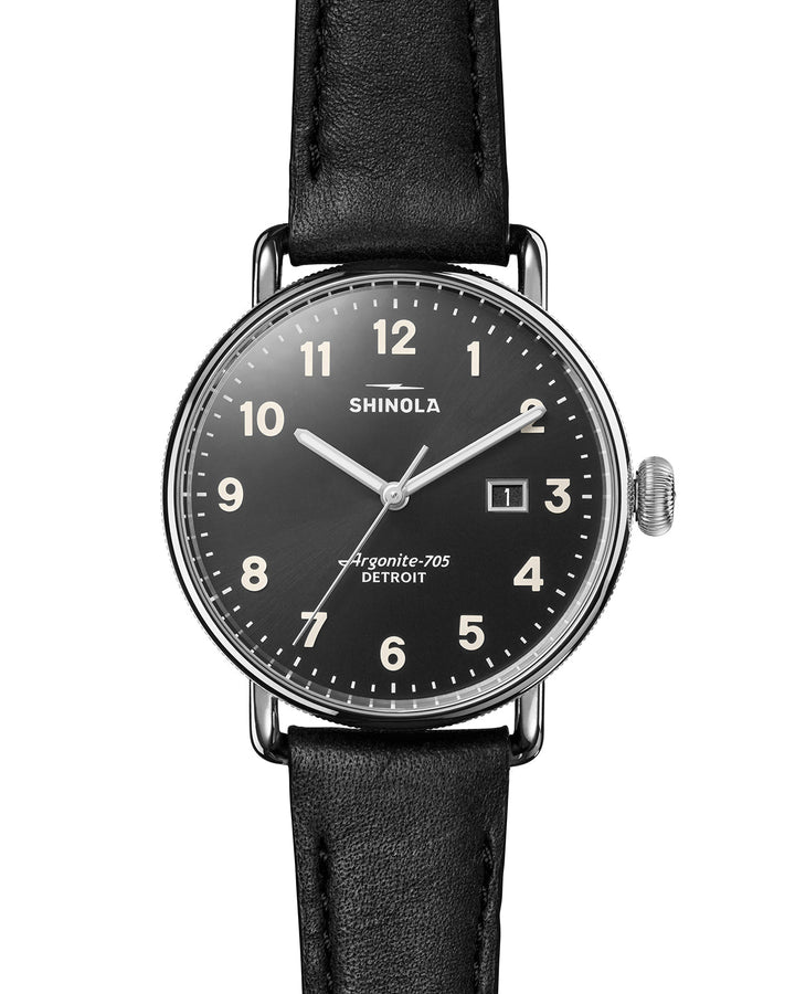 Canfield 3HD 38mm, Black Leather Strap Black | Black Dial