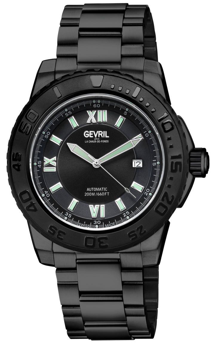 Seacloud Gevril Black PVD Black Dial Luminous Hands Swiss Made Automatic Bracele