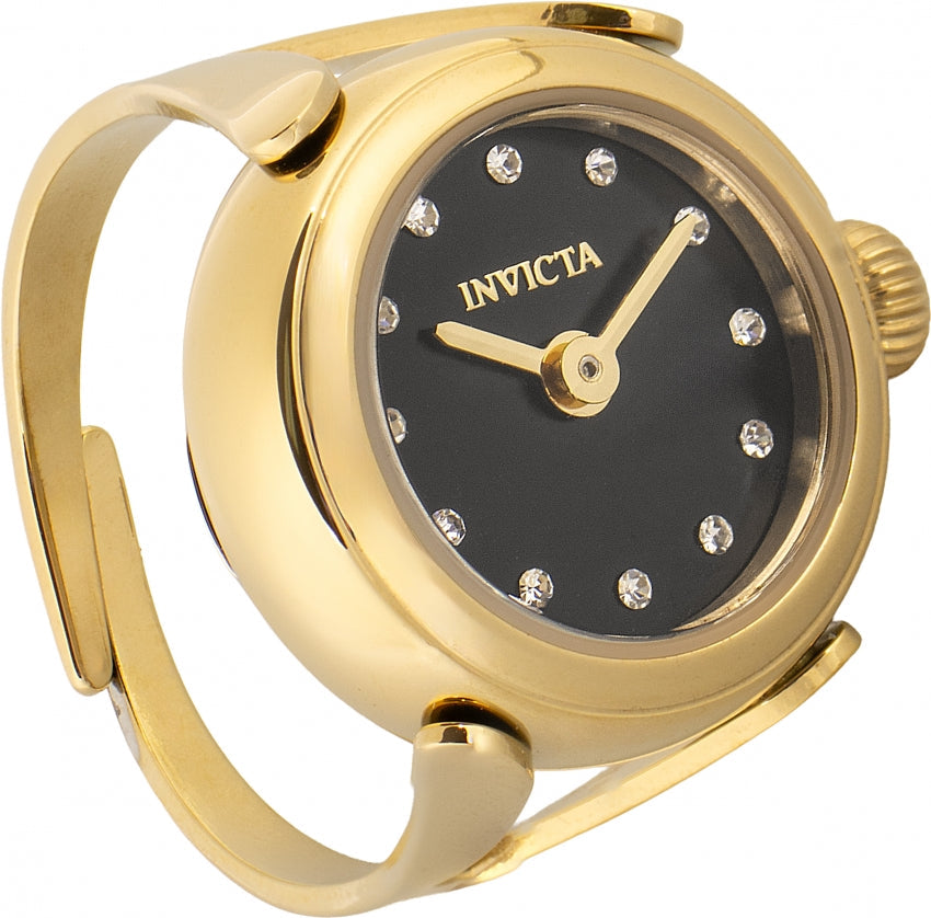 Mini Ring Watch Black Dial / Gold-Tone Stainless Steel Black Dial