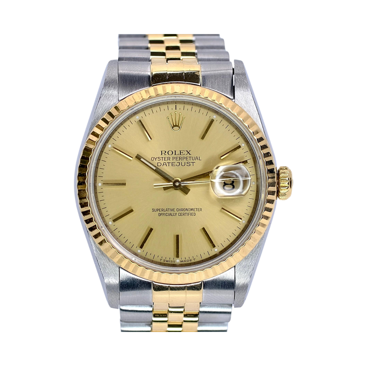Pre-Owned Rolex 18k Yellow Gold Fluted Bezel Datejust- Ref.16233