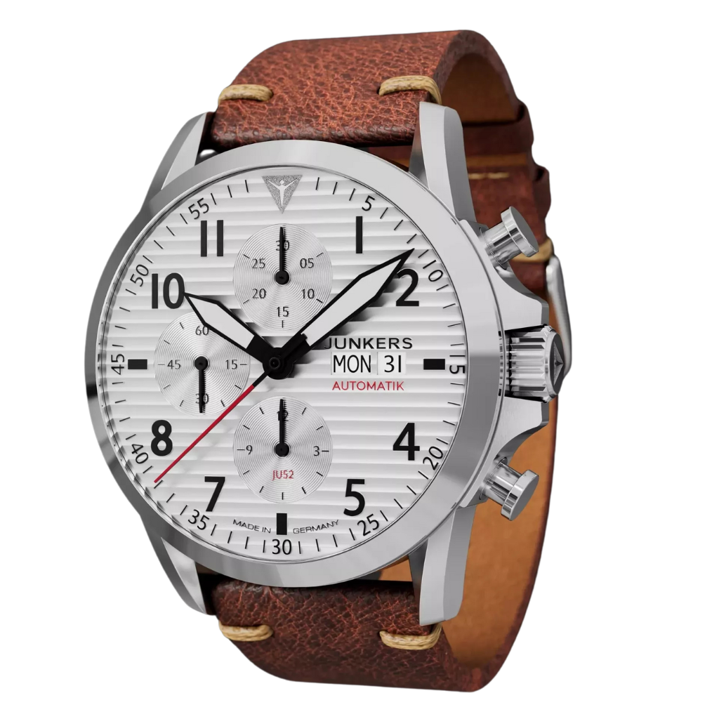 JU 52 Aviator Leather / Silver Silver Dial