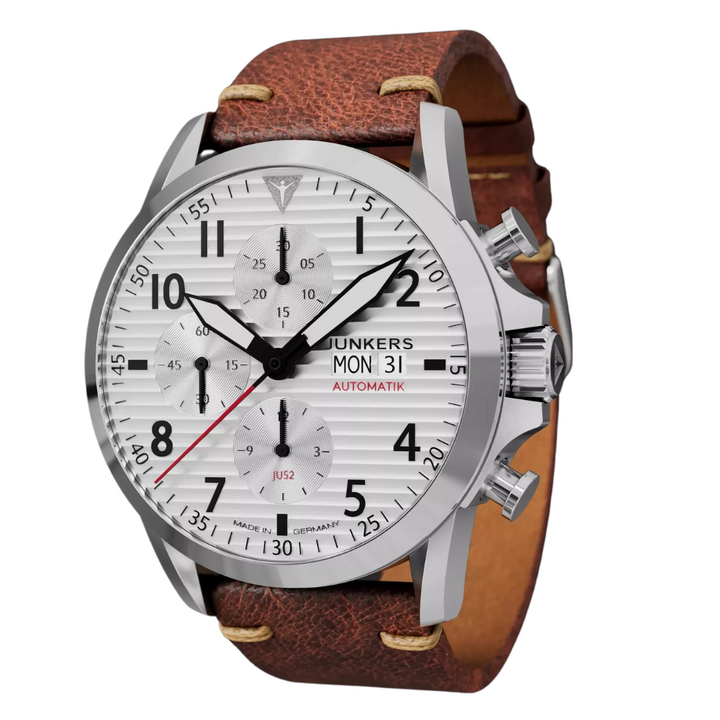 JU 52 Aviator Leather / Silver Silver Dial