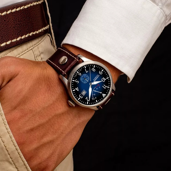Flieger Leather / Blue Blue Dial