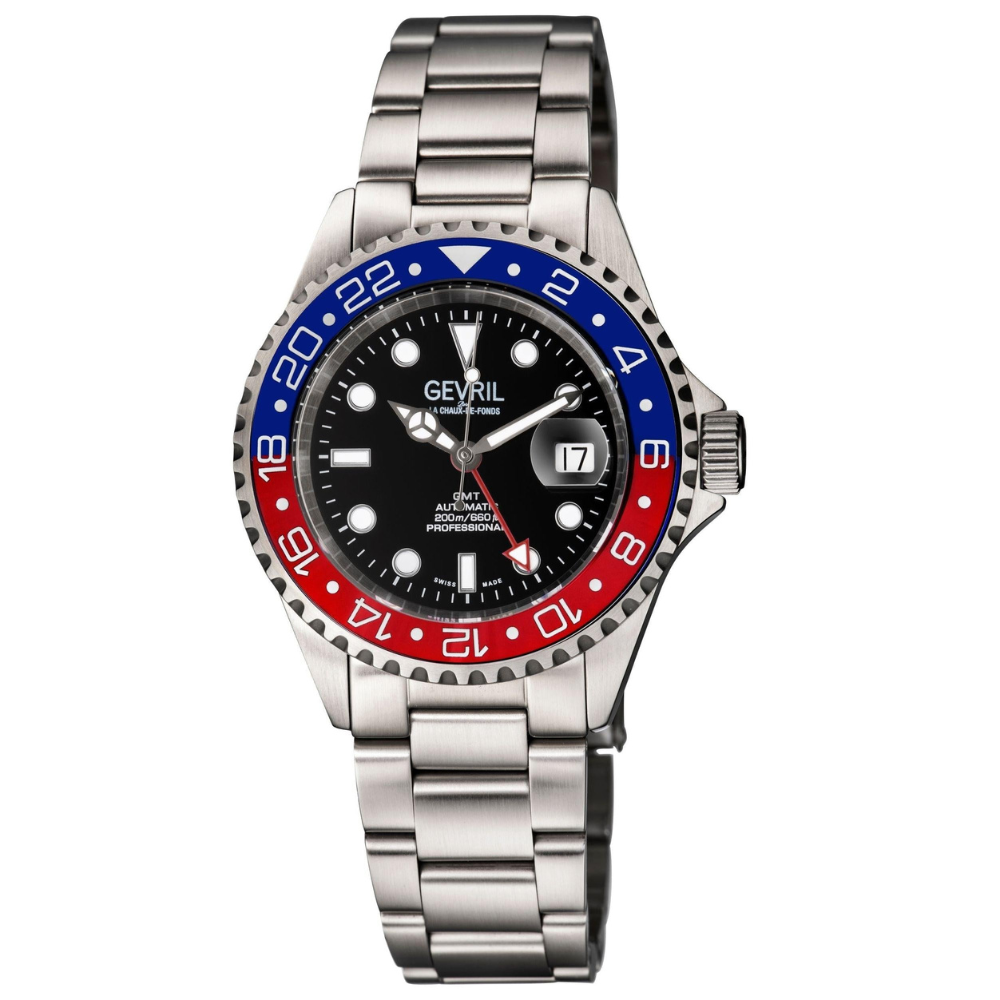 Wall Street GMT Swiss Made SW330 GMT Swiss Automatic Diver's watch blue/red | Bl
