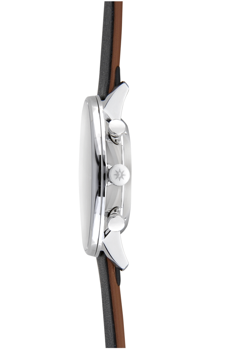 Form C Silver-Plated Dial / Black Leather Strap Silver Dial