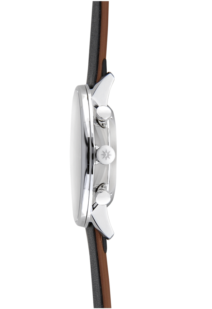 Form C Silver-Plated Dial / Black Leather Strap Silver Dial