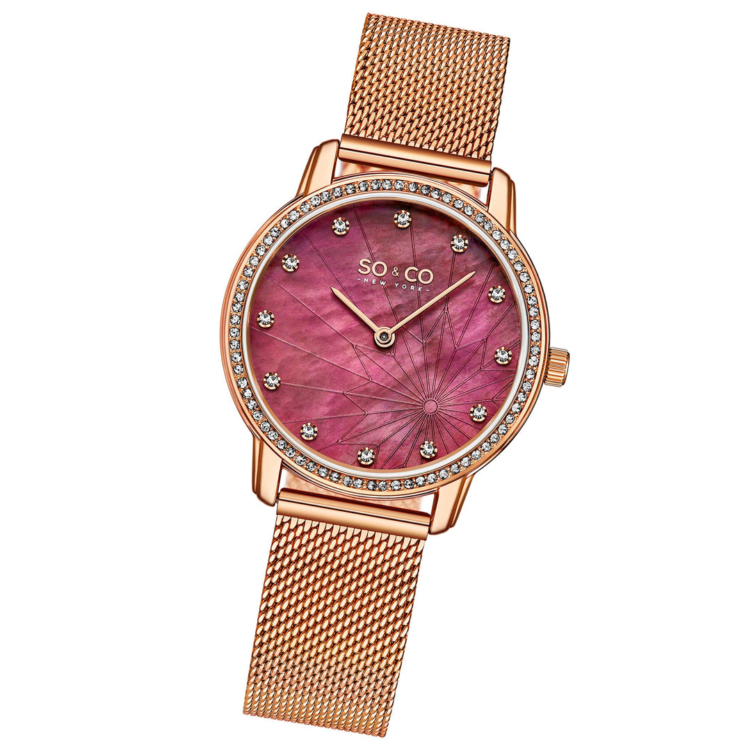 Chelsea-5586.5 Rose Gold/Stainless Steel | Red Dial