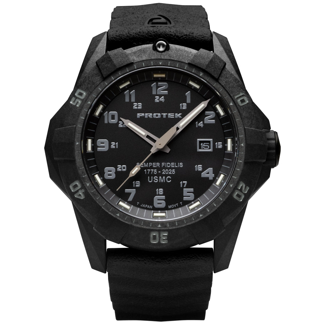 USMC 1010 DIVE SERIES - 250th Anniversary Carbon/Black/Charcoal | Black Dial