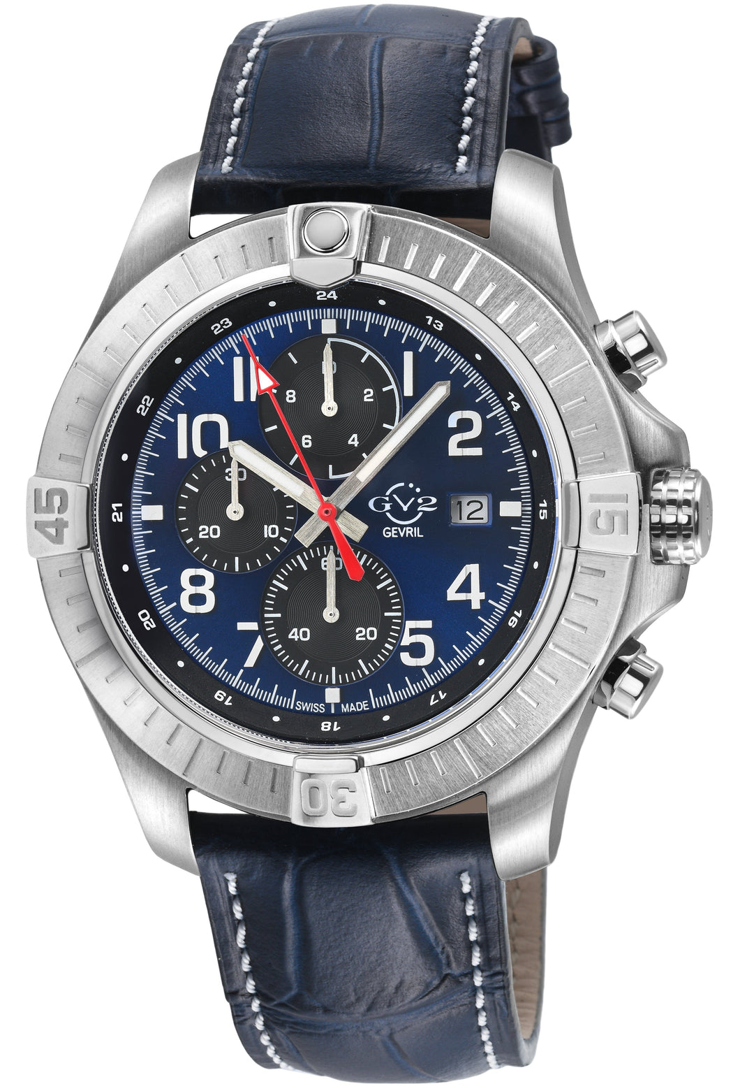 T38 GV2 Swiss Quartz Chronograph, 316L Case, Blue Enamel Dial, Blue Handmade Ita