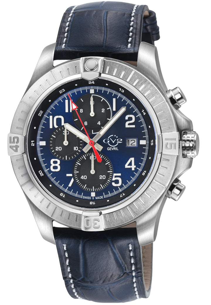 T38 GV2 Swiss Quartz Chronograph, 316L Case, Blue Enamel Dial, Blue Handmade Ita