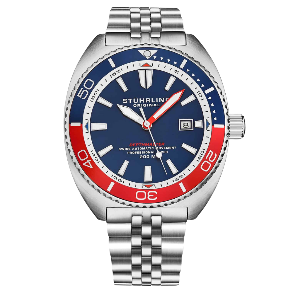 The Swiss Automatic Depthmaster Diver Blue/Red | Blue Dial