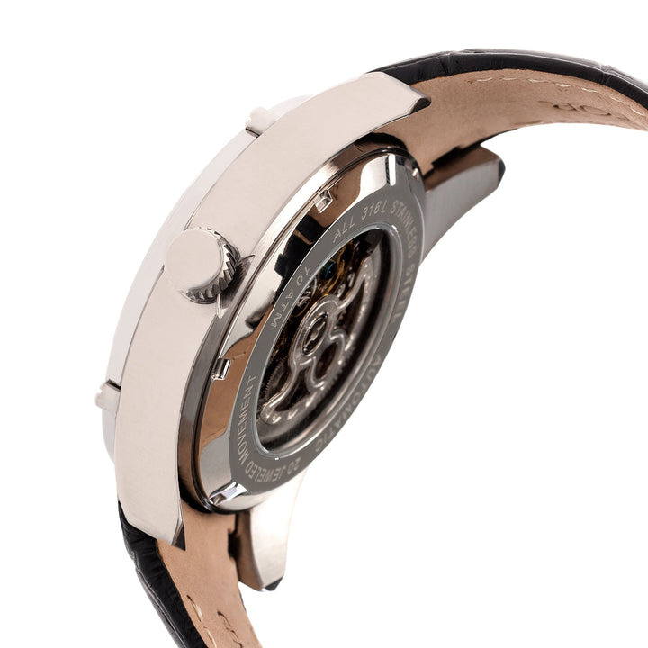 Daniels Genuine Leather Silver/Black | Black Dial