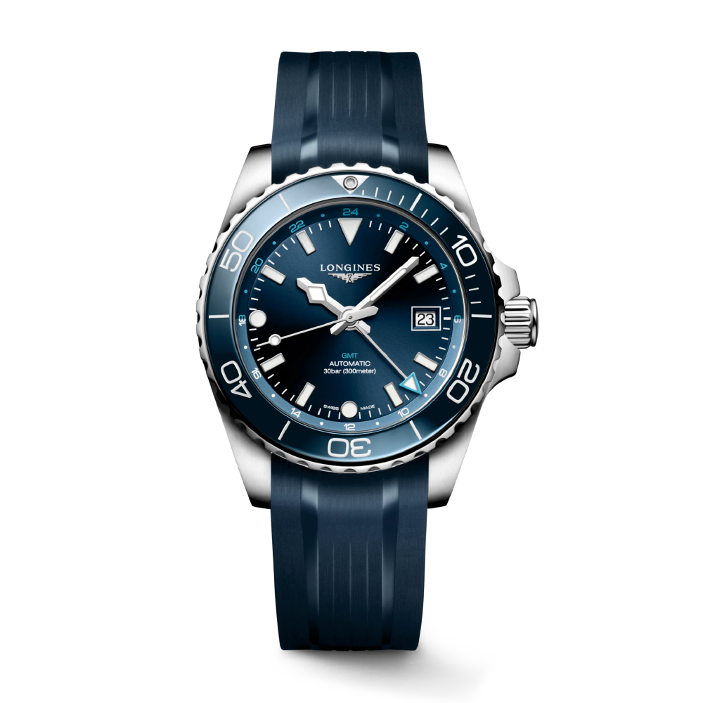HYDROCONQUEST GMT Blue / Rubber | Blue Dial