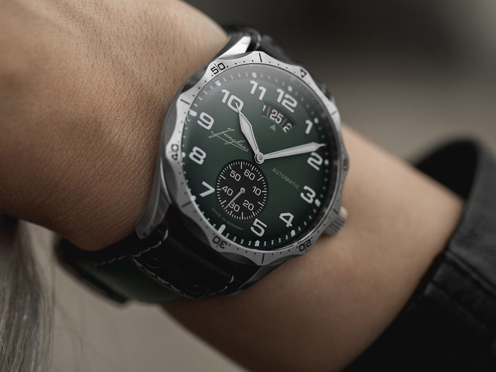 Pilot Automatic Dark Green Dial / Dark Green and Black Riveted Leather Strap Dar