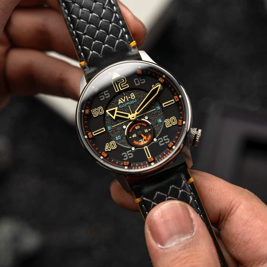 Hawker Typhoon Baldwin Automatic Black / Black Leather | Black Dial