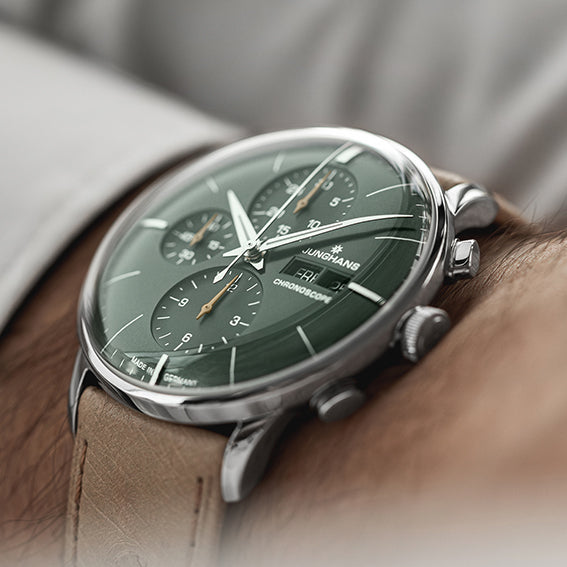 Meister Chronoscope Green Dial / Beige Ostrich Leather Strap Green Dial