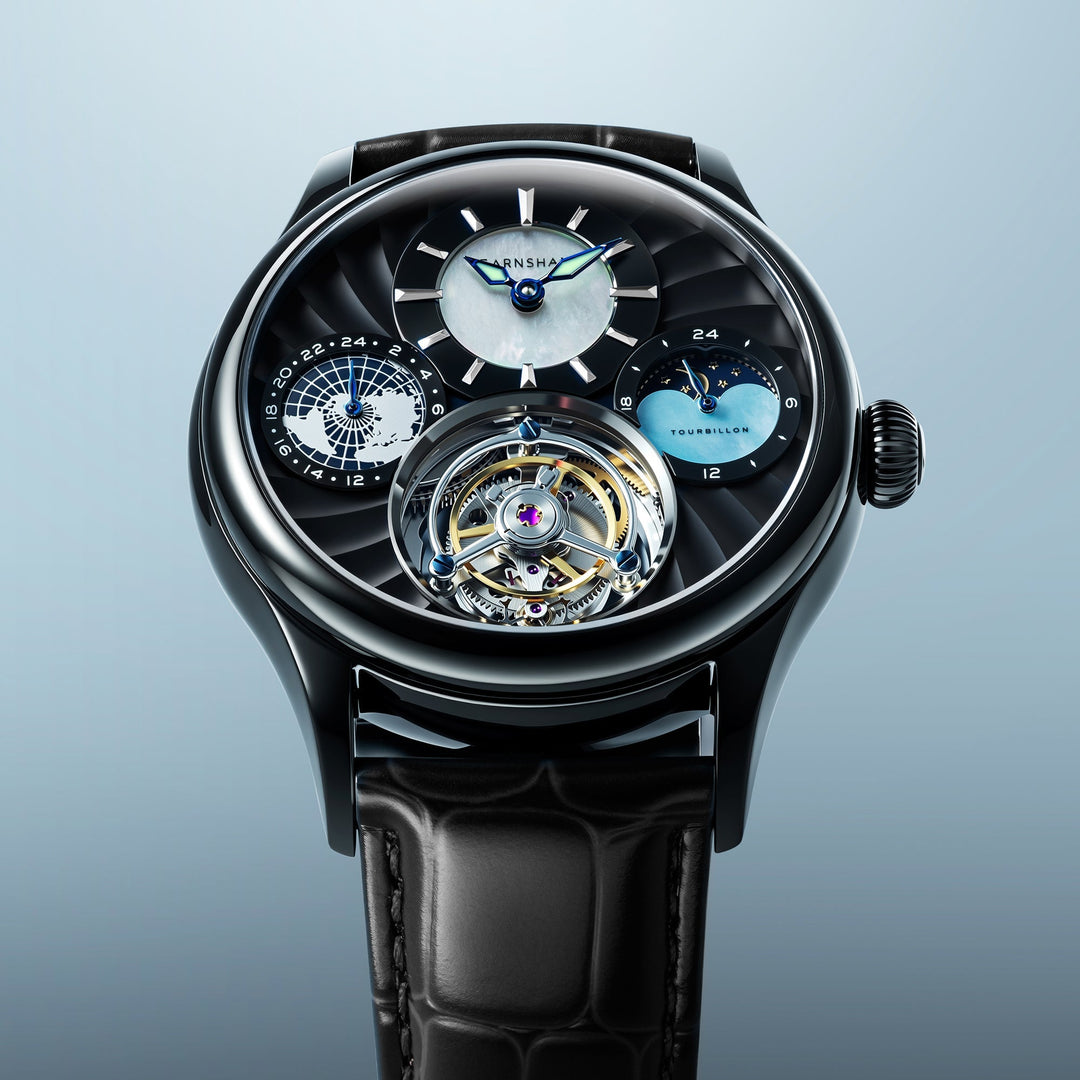 Celestial Huggins Tourbillon Mechanical Limited Edition Black / Genuine Leather 