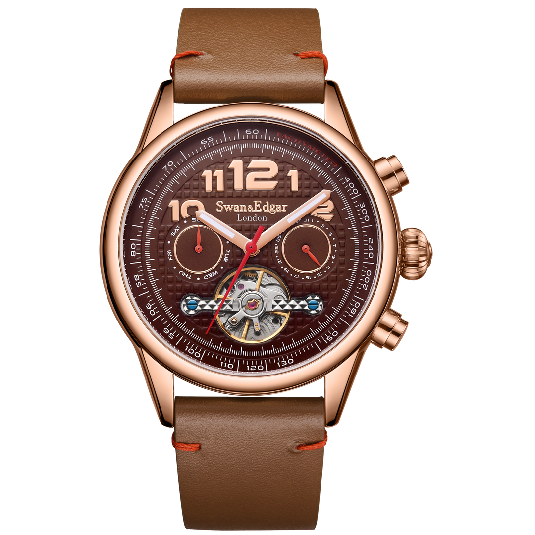 Hasten Automatic Brown Open-Exhibition Dial / Brown Leather Strap Brown Dial