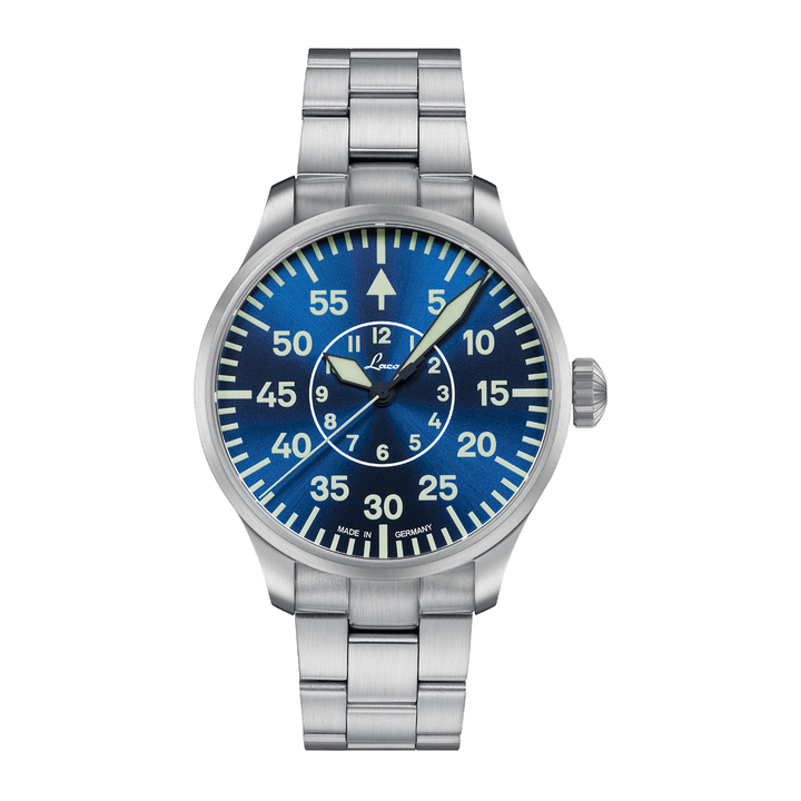 Aachen Blaue Stunde 42 MB metal strap Blue Dial
