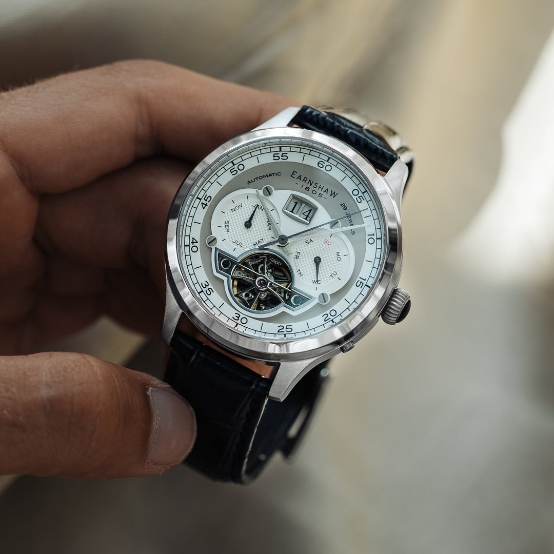 Baron Grand Date Calendar Open Heart Automatic Grey / Genuine Leather | Grey Dia