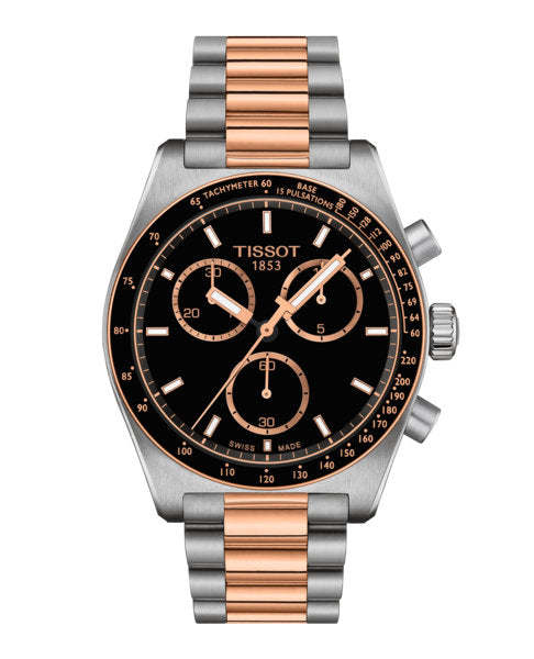 PR516 Quartz Chronograph Silver-tone / Rose Gold Black Dial