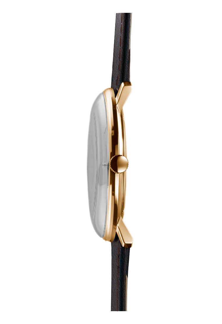 Max Bill Quartz White Dial / Brown Leather Strap Silver Dial
