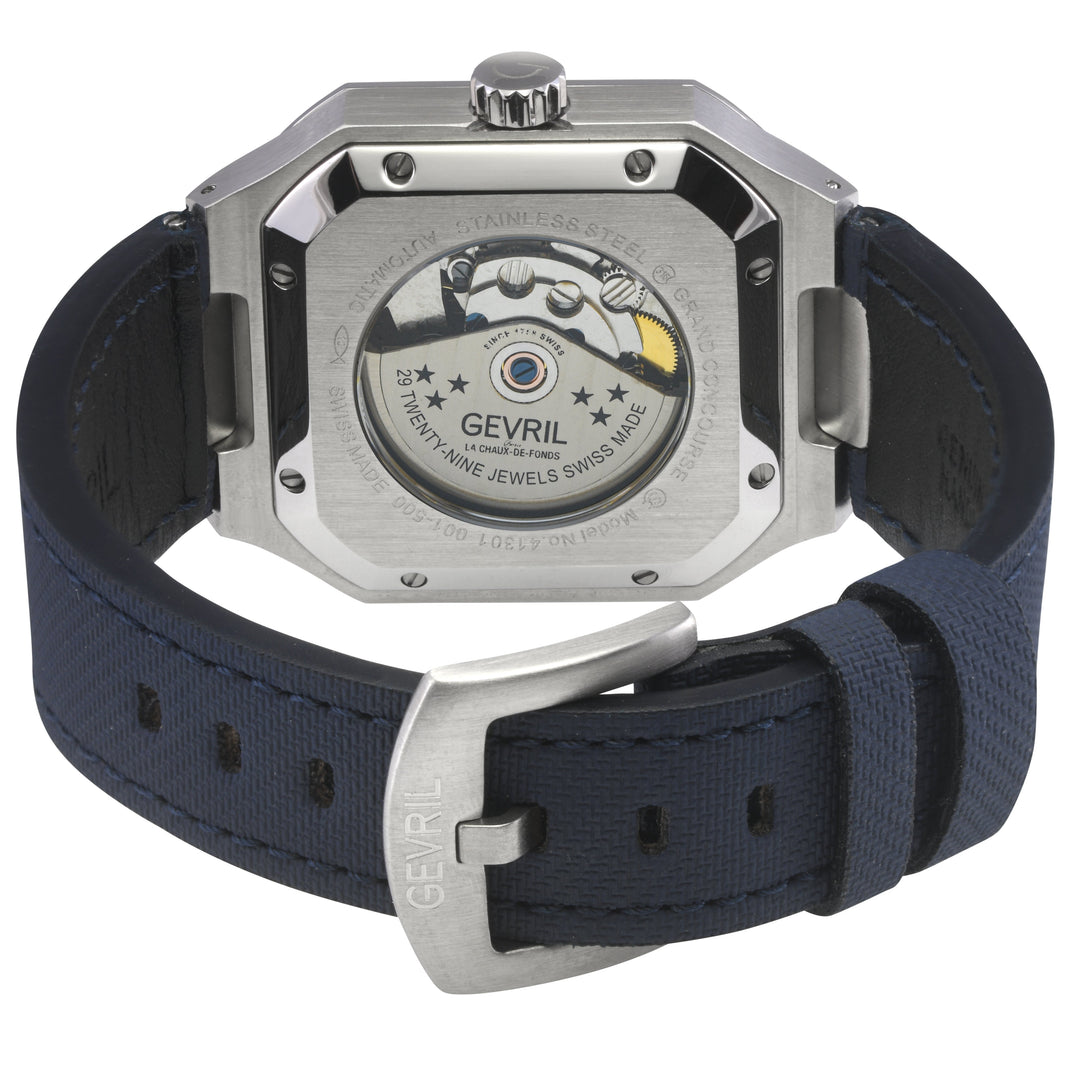 Grand Concourse Swiss Automatic, 316L Stainless Steel Case, Blue Dial, Handmade 