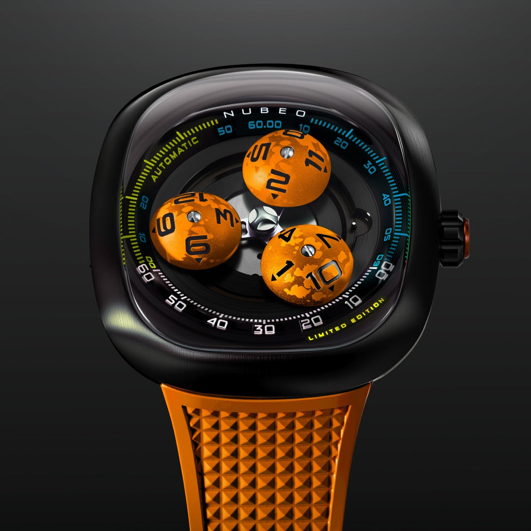 Tri-star Orbit Automatic Limited Edition Orange / Rubber Strap | Orange Dial