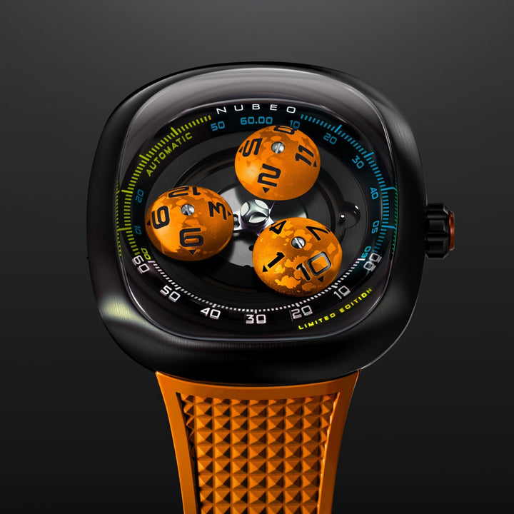 Tri-star Orbit Automatic Limited Edition Orange / Rubber Strap | Orange Dial