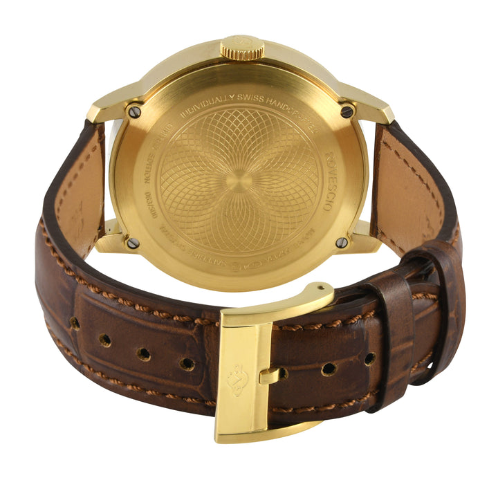 Rovescio Swiss Multifunction Big Date IPYG/White ,Brown Handmade Leather | White