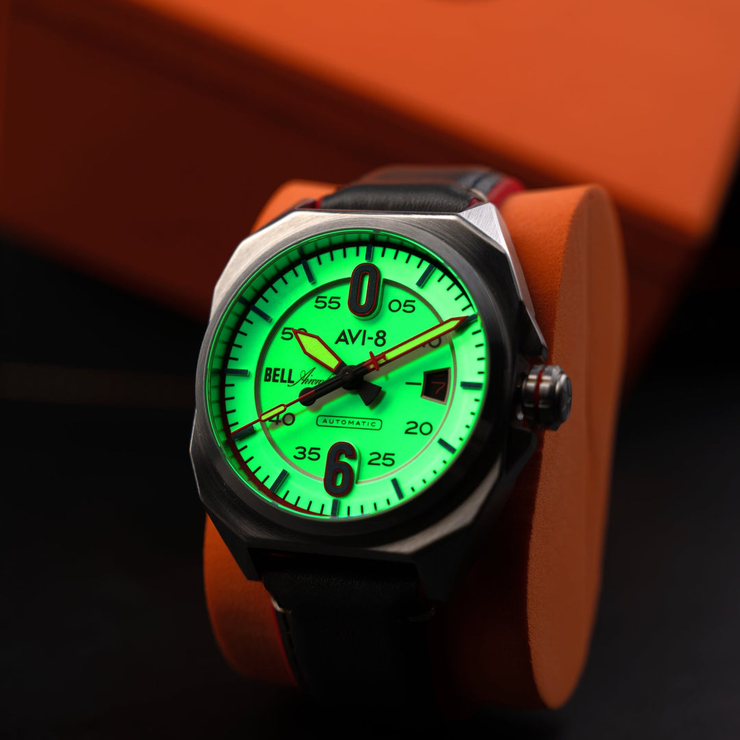 Bell X-1 Machbuster Automatic Gray / Brown Hybrid leather and rubber strap | Gra