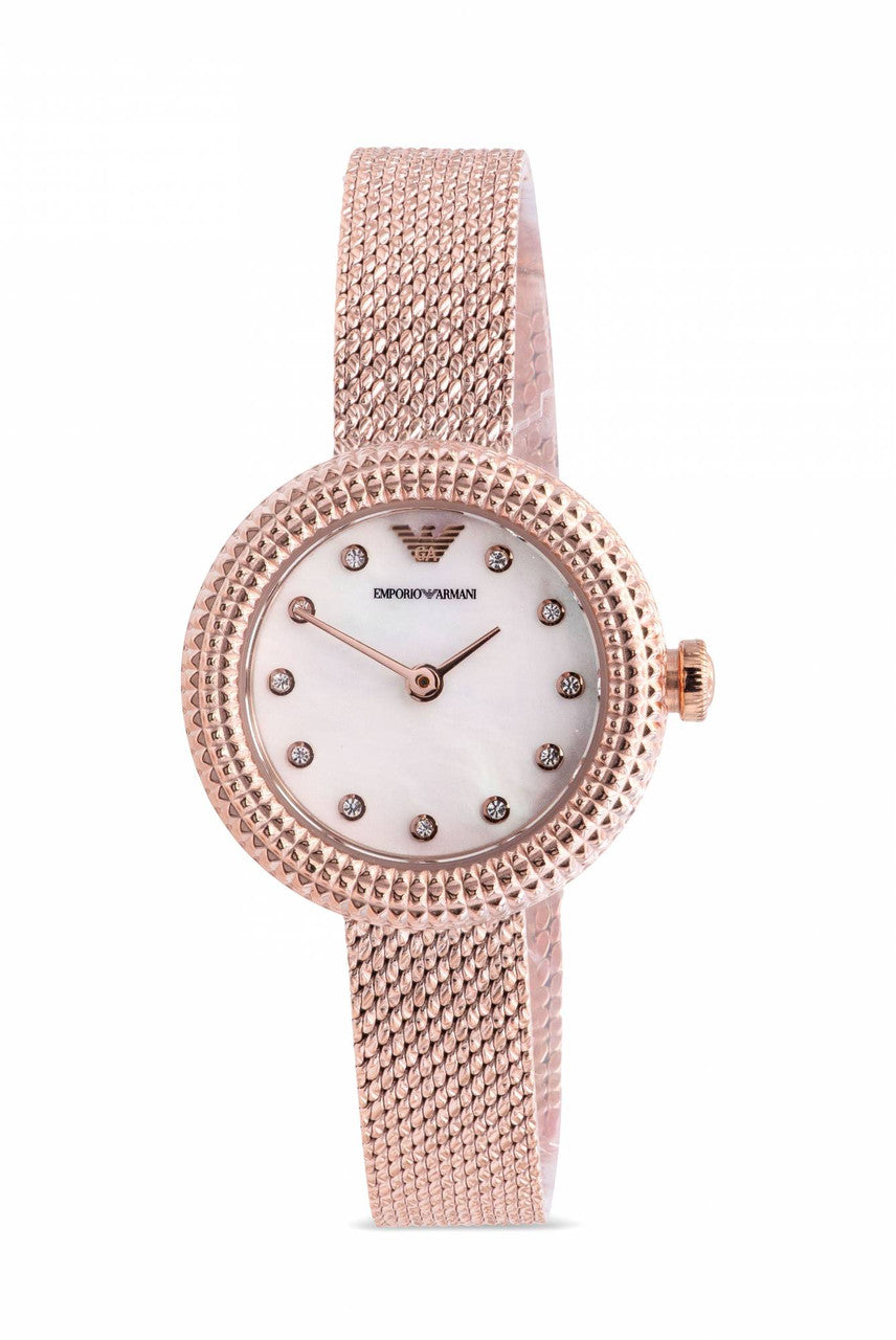 Rosa White Mother-of-Pearl Dial / Rose Gold-Tone Stainless Steel Mesh Bracelet M