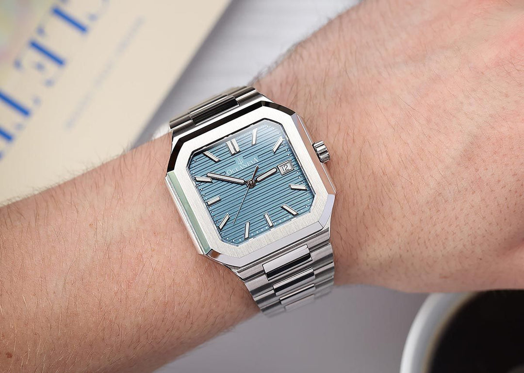 Oceaneva Tenuis Ultra-Thin Swiss Movement Automatic Thin Light Blue Watch Light 