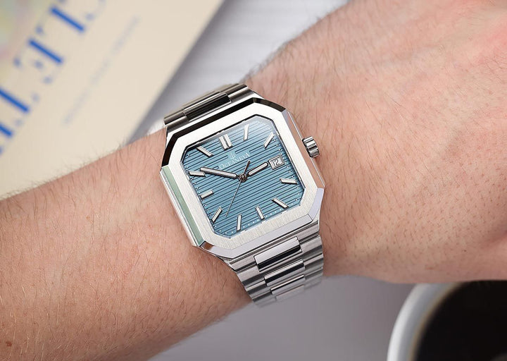 Oceaneva Tenuis Ultra-Thin Swiss Movement Automatic Thin Light Blue Watch Light 