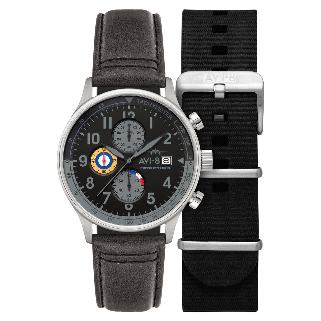 Classic Chronograph Black / Gray Leather | Black Dial