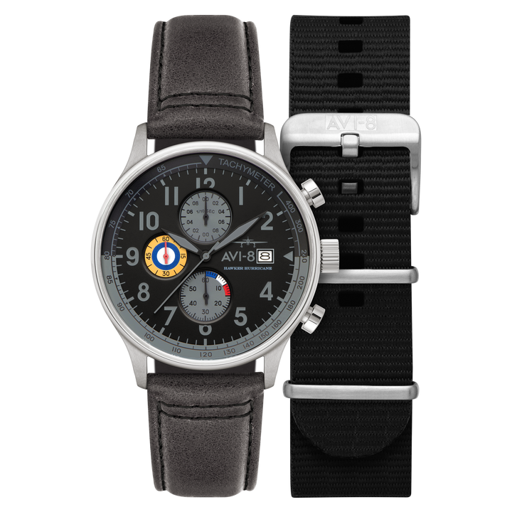 Classic Chronograph Black / Gray Leather | Black Dial