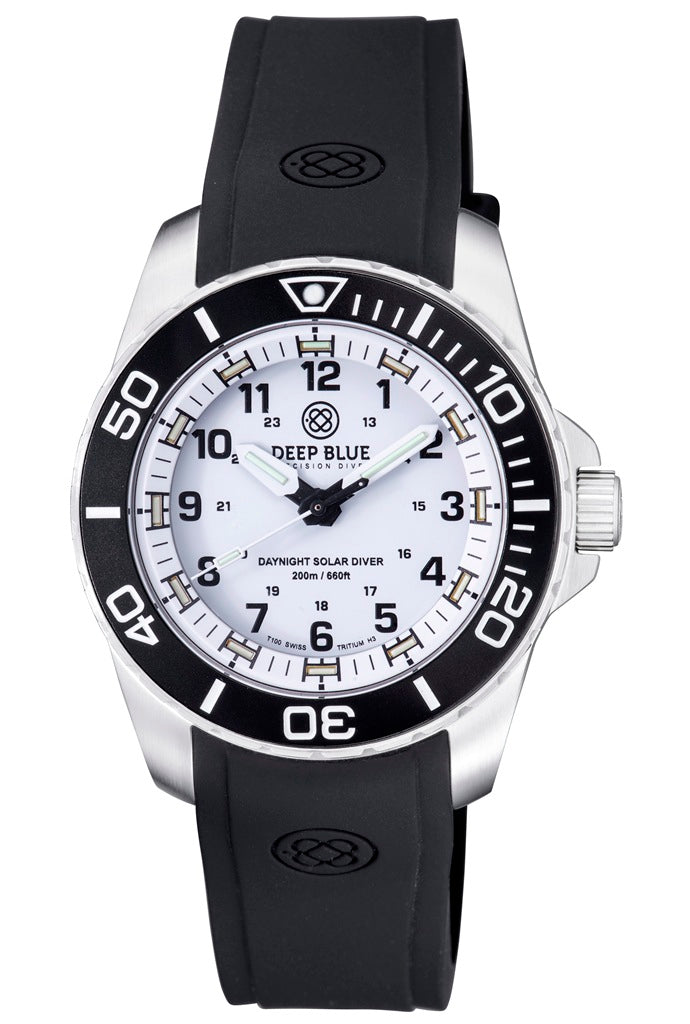 DAYNIGHT 43MM DIVER SOLAR  STAINLESS STEEL TRITIUM DAYNIGHT  BLACK/WHITE BEZEL –