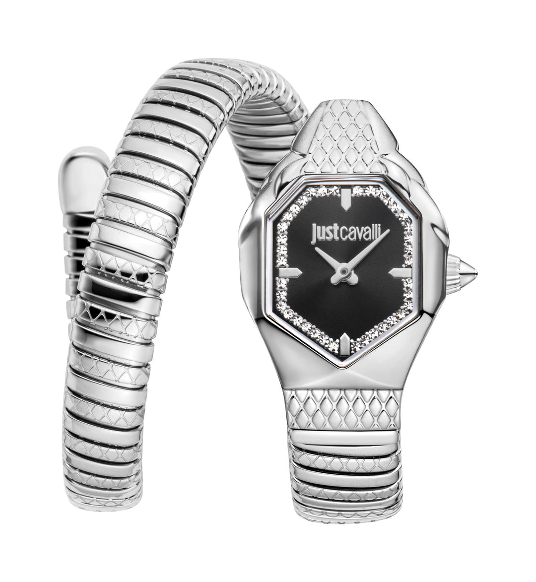 Snake 22mm / Black / Silver | Black Dial