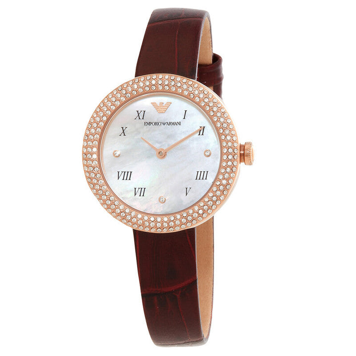 Classic Mother-Of-Pearl Dial / Burgundy Leather Strap Mother-of-Pearl Dial