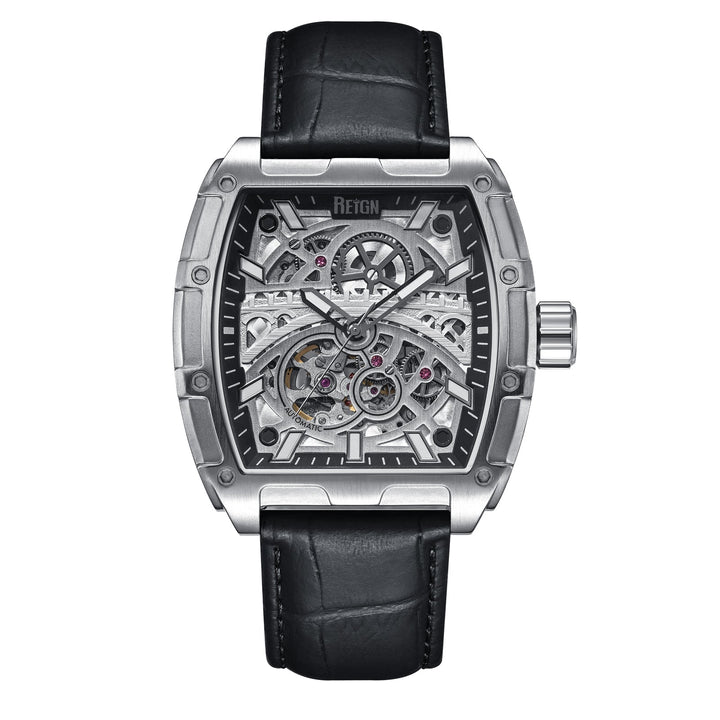 Olympia Japan Auto Skeleton Dial Black/Silver | Silver Dial