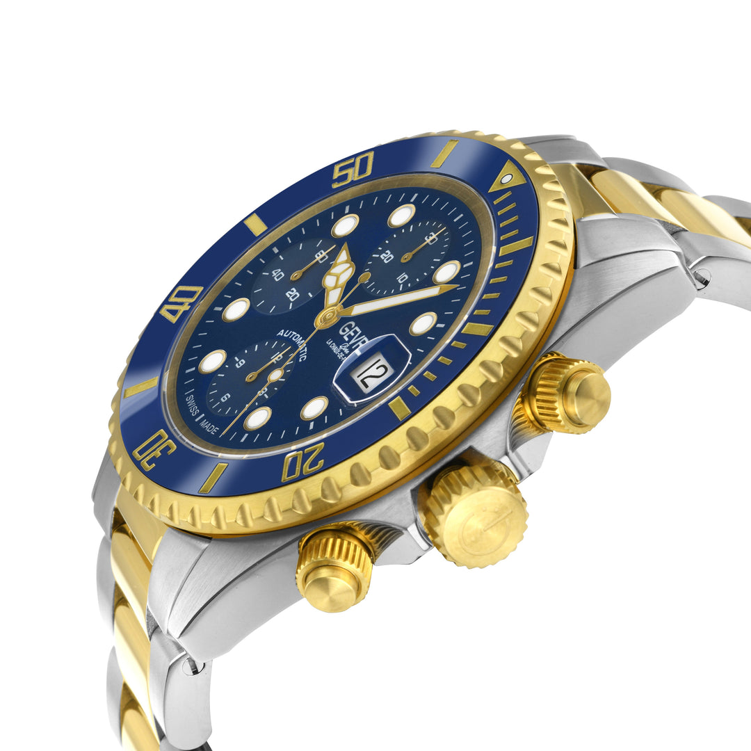 Wall Street Swiss Automatic Chronograph Sellita SW500 Blue Ceramic Bezel Divers 