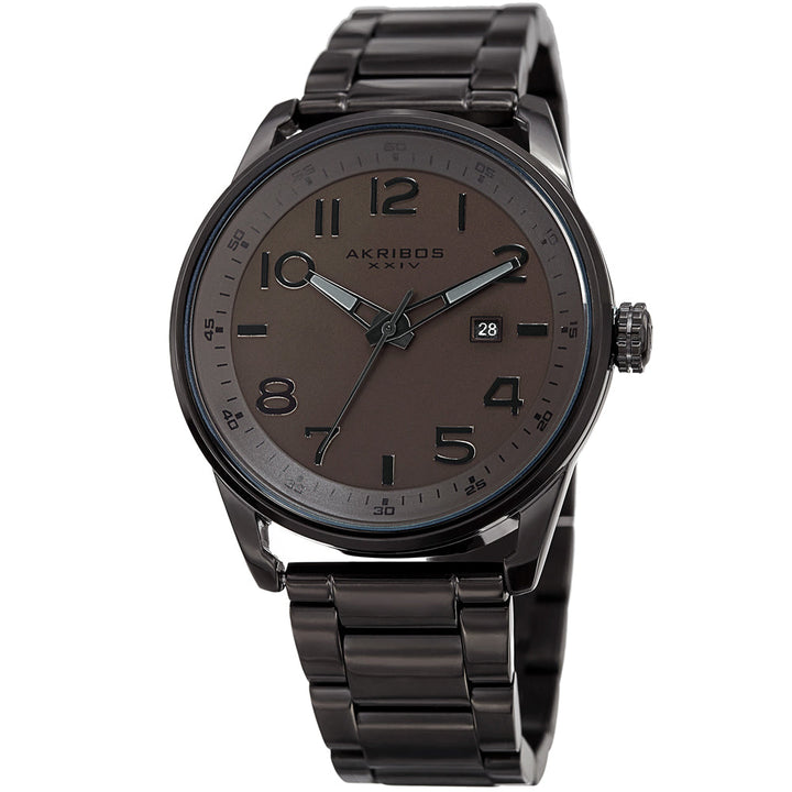 Casual-AK956BR Black/Stainless Steel | Brown Dial