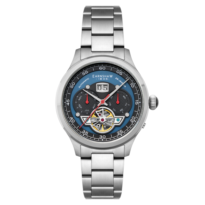 Baron Grand Date Calendar Open Heart Automatic Blue / Steel Stainless Steel | Bl