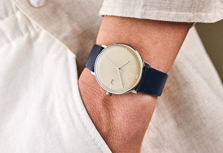 Max Bill Damen Yellow Dial / Blue Leather Strap Yellow Dial