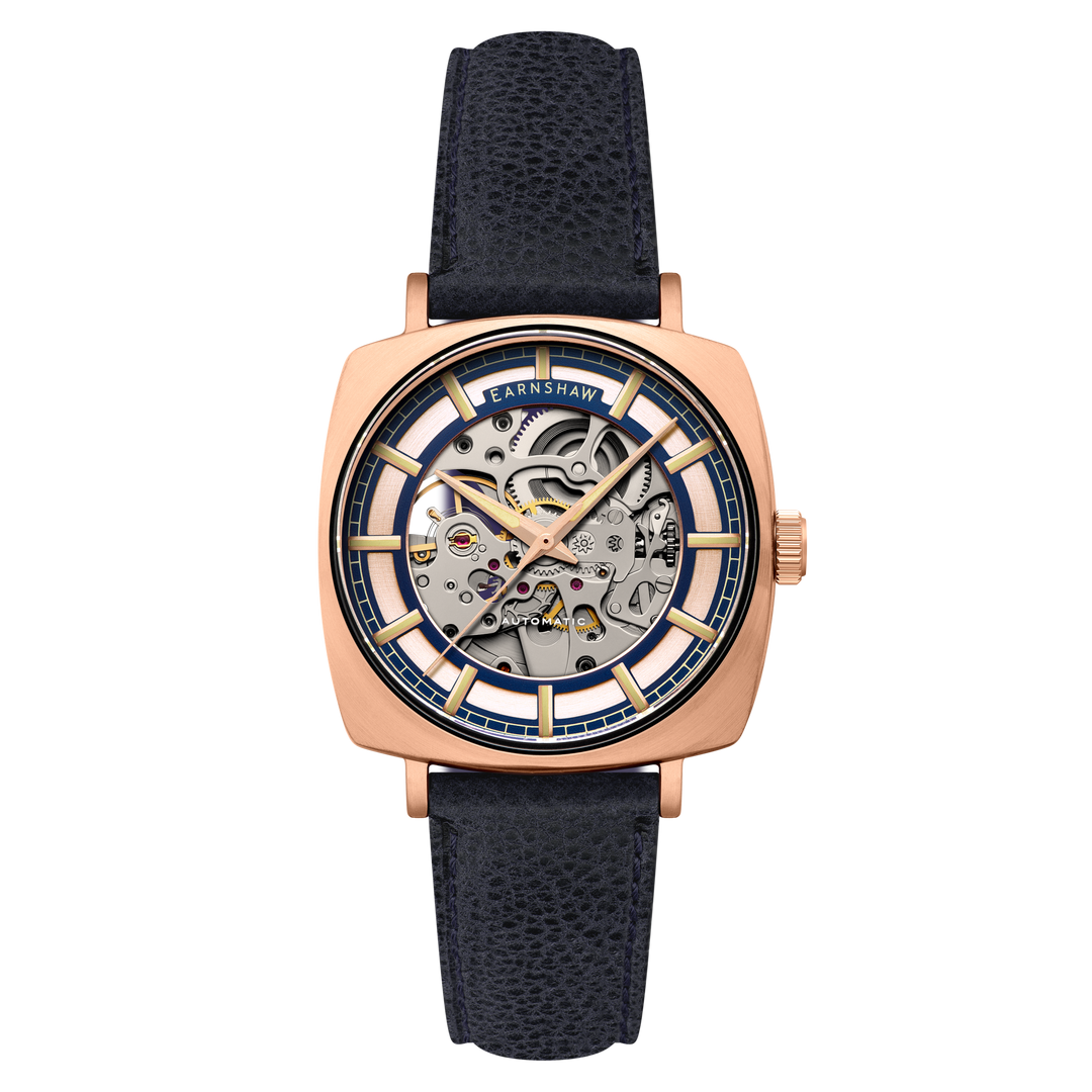 City Of London Moorgate Skeleton Automatic Rose Gold / Genuine Leather Strap | R