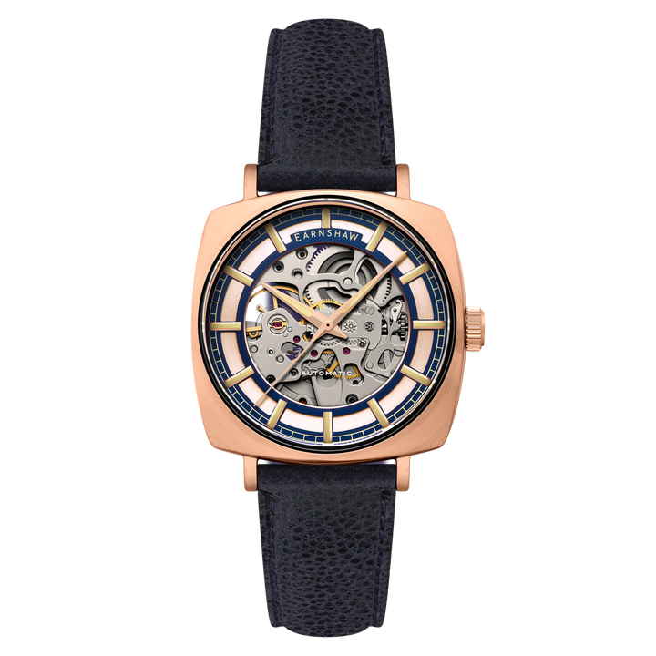 City Of London Moorgate Skeleton Automatic Rose Gold / Genuine Leather Strap | R
