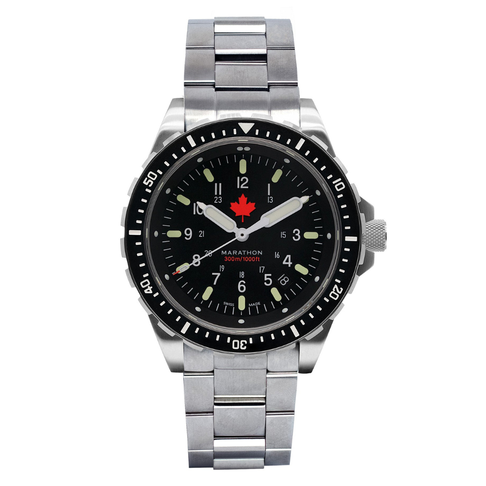 Divers Quartz Jumbo Search and Rescue Black Red Maple/Steel Bracelet Black Dial