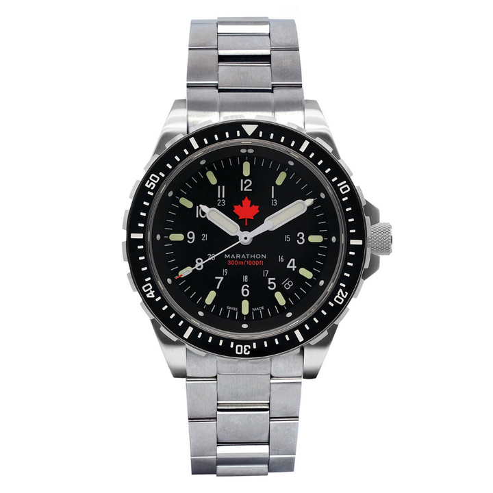 Divers Quartz Jumbo Search and Rescue Black Red Maple/Steel Bracelet Black Dial