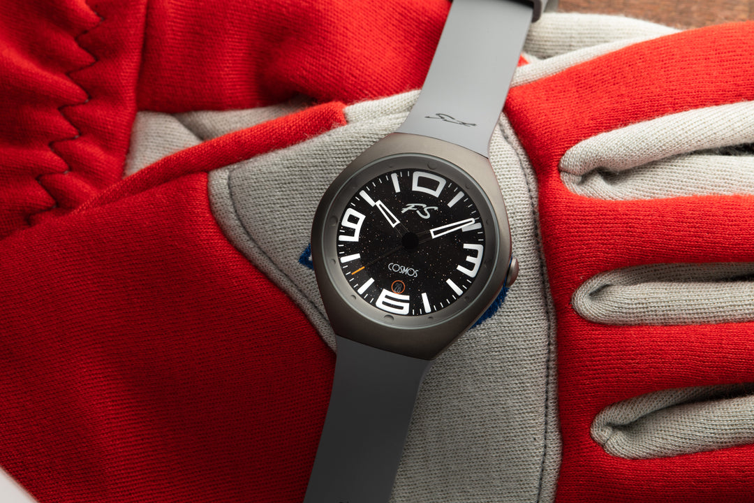Frank Stephenson's Cosmos Series Gray Case, Black Dial, Gray Strap | Black Dial