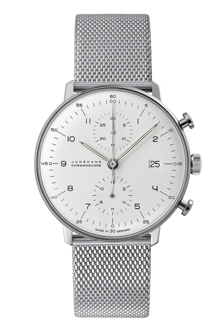 Max Bill Chronoscope White Dial / Milanese Bracelet White Dial